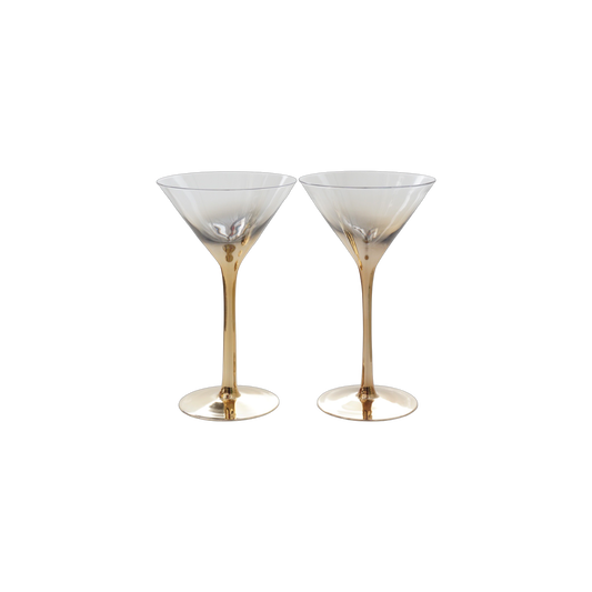 Pair of Gold Fade Martini Glasses