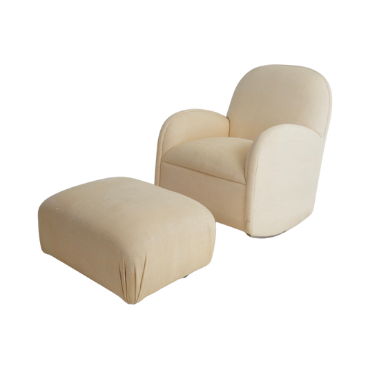 Linen Glider with Ottoman, 1990s