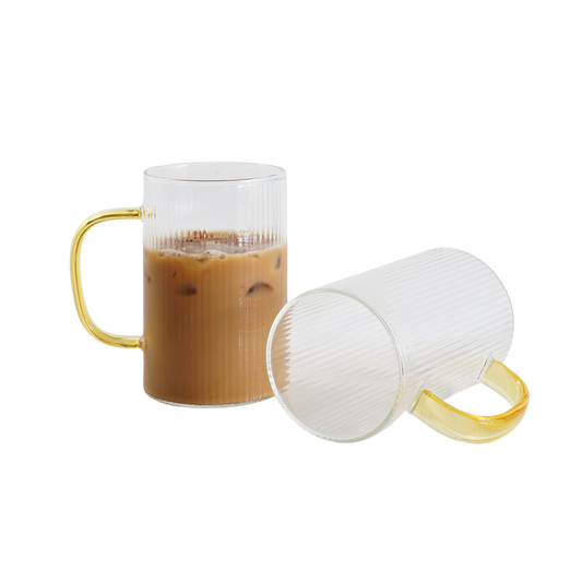Pair of Ribbed Glass Mugs
