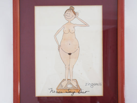 Pair of Framed Illustrations by Zingarelli, 1980s
