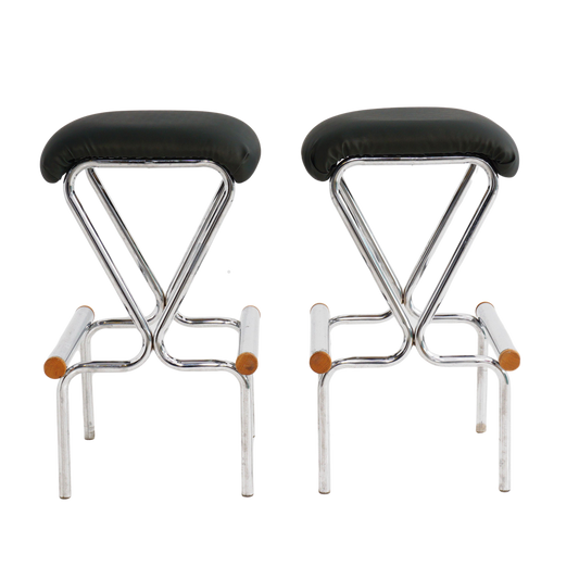 Pair of Tubular Bar Stools by Daystrom, 1970s