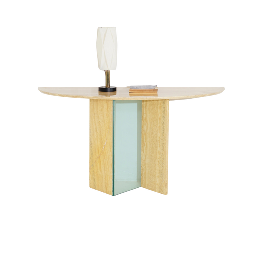Stone Demilune Console Table, 1980s