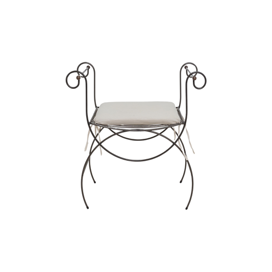 Metal Scroll Curule Bench