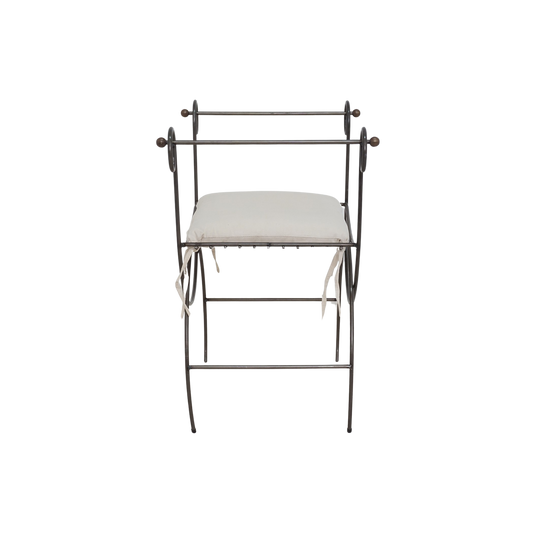 Metal Scroll Curule Bench