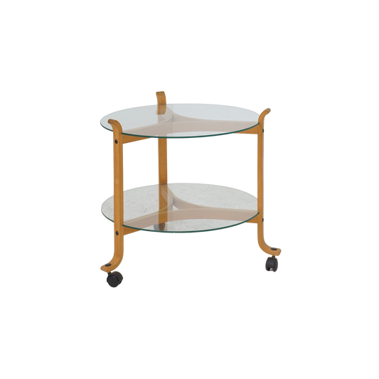 Danish Beech and Glass Two-Tier Table