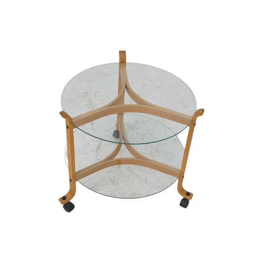 Danish Beech and Glass Two-Tier Table