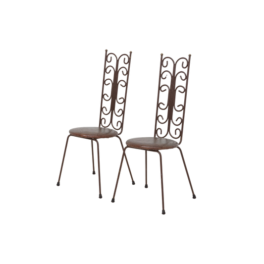 Pair of Iron Scroll Side Chairs