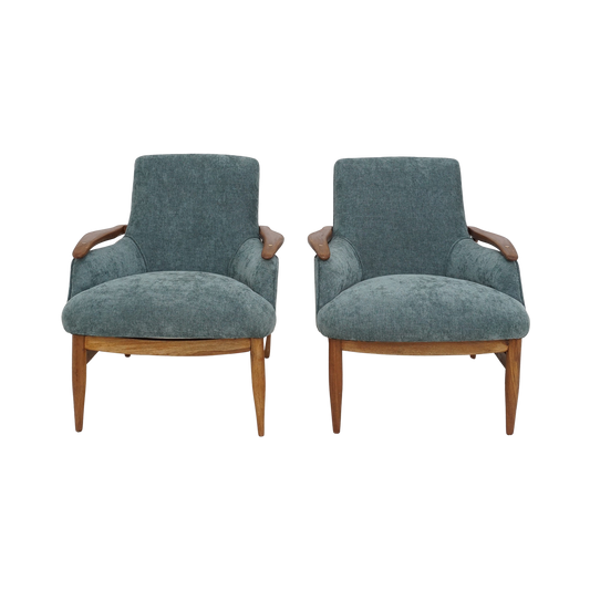 Pair of Danish Walnut Lounge Chairs