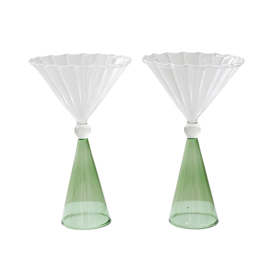 Pair of Green Stemmed Martinis
