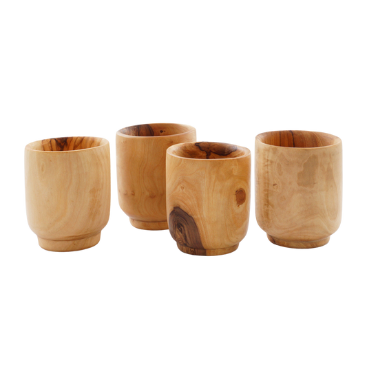 Set of 4 Olive Wood Cups