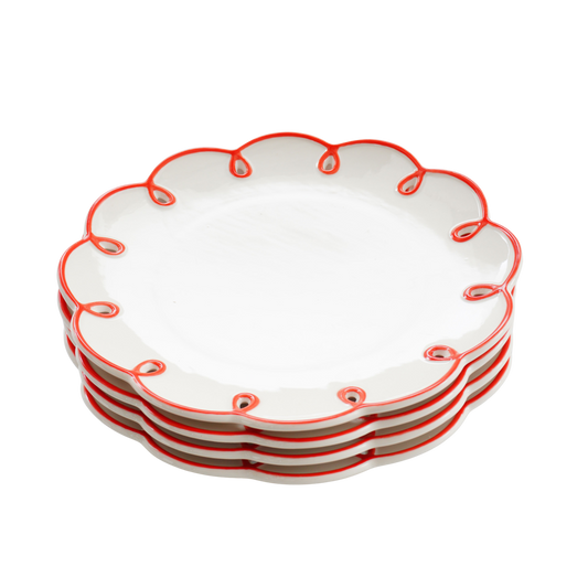 Set of 4 Doily Trim Plates