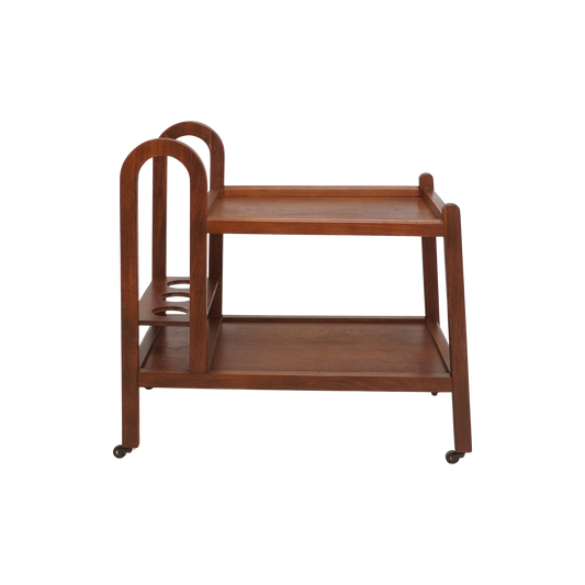 Midcentury Teak Rolling Bar Cart