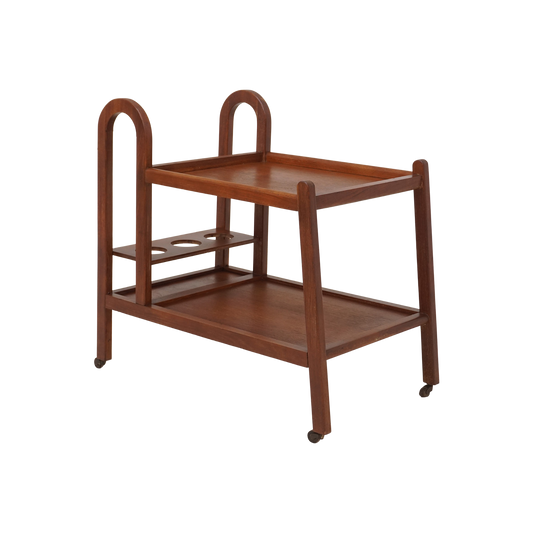 Midcentury Teak Rolling Bar Cart