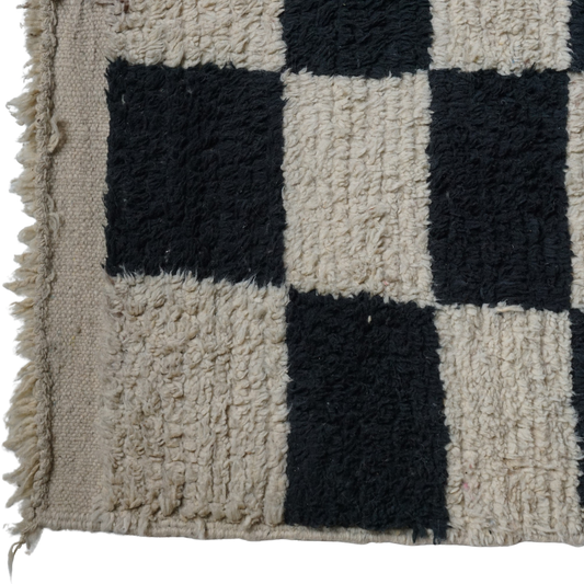 Black and White Checker Wool Rug