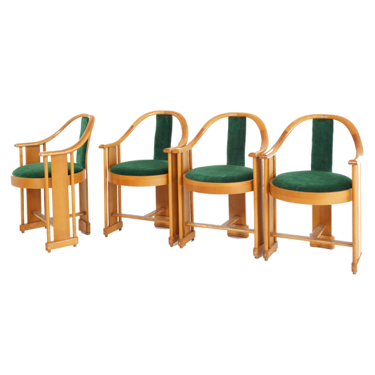 Set of 4 Italian Bentwood Armchairs, 1970s