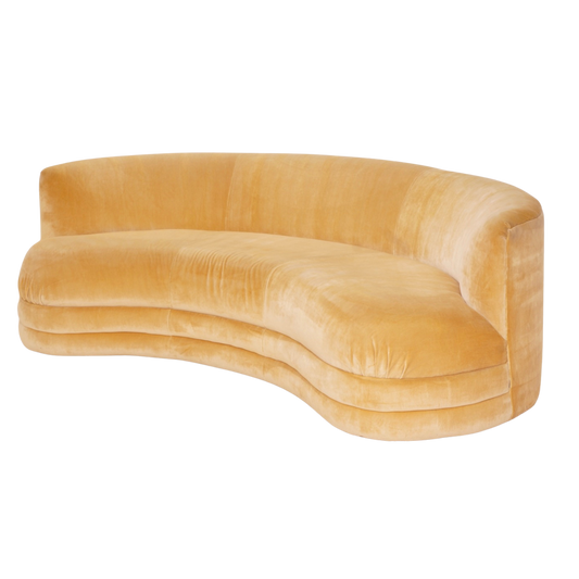 Curved Honey Velvet Sofa, 1980s
