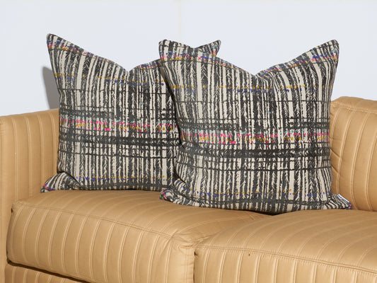 Black Velvet Patterned Pillow