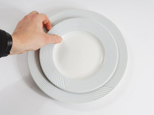 Set of 4 Blue Striped Plates, 1980s