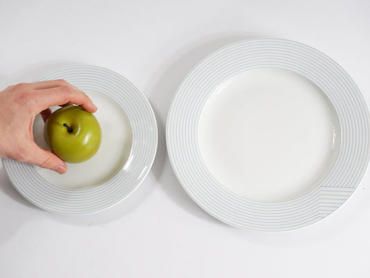 Set of 4 Blue Striped Plates, 1980s