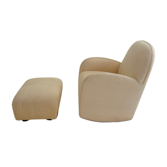Linen Glider with Ottoman, 1990s