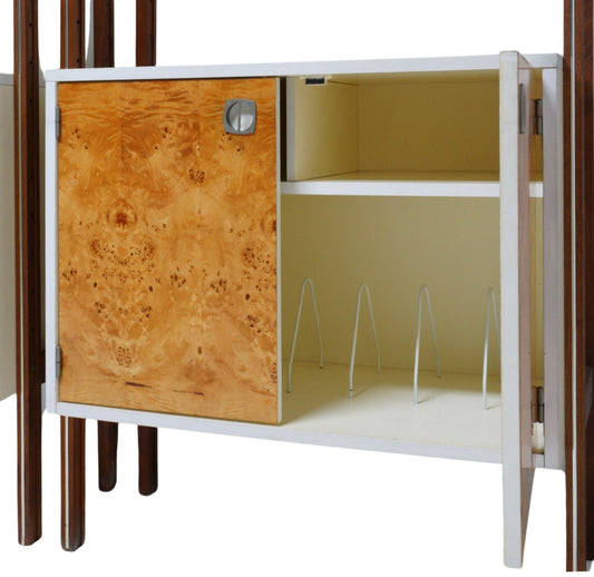 Adjustable Burl & Laminate Cabinet, 1970s