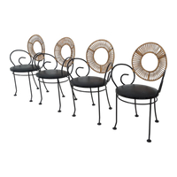 Rattan & Iron Chairs by Arthur Umanoff, 1960s