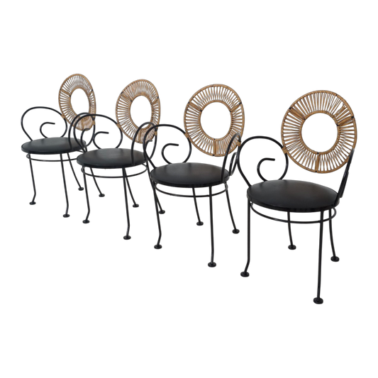 Rattan & Iron Chairs by Arthur Umanoff, 1960s