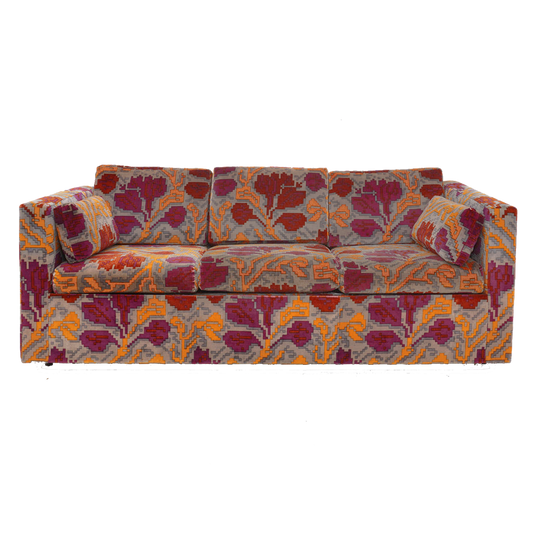 Velvet Patterned Sofa, 1970s