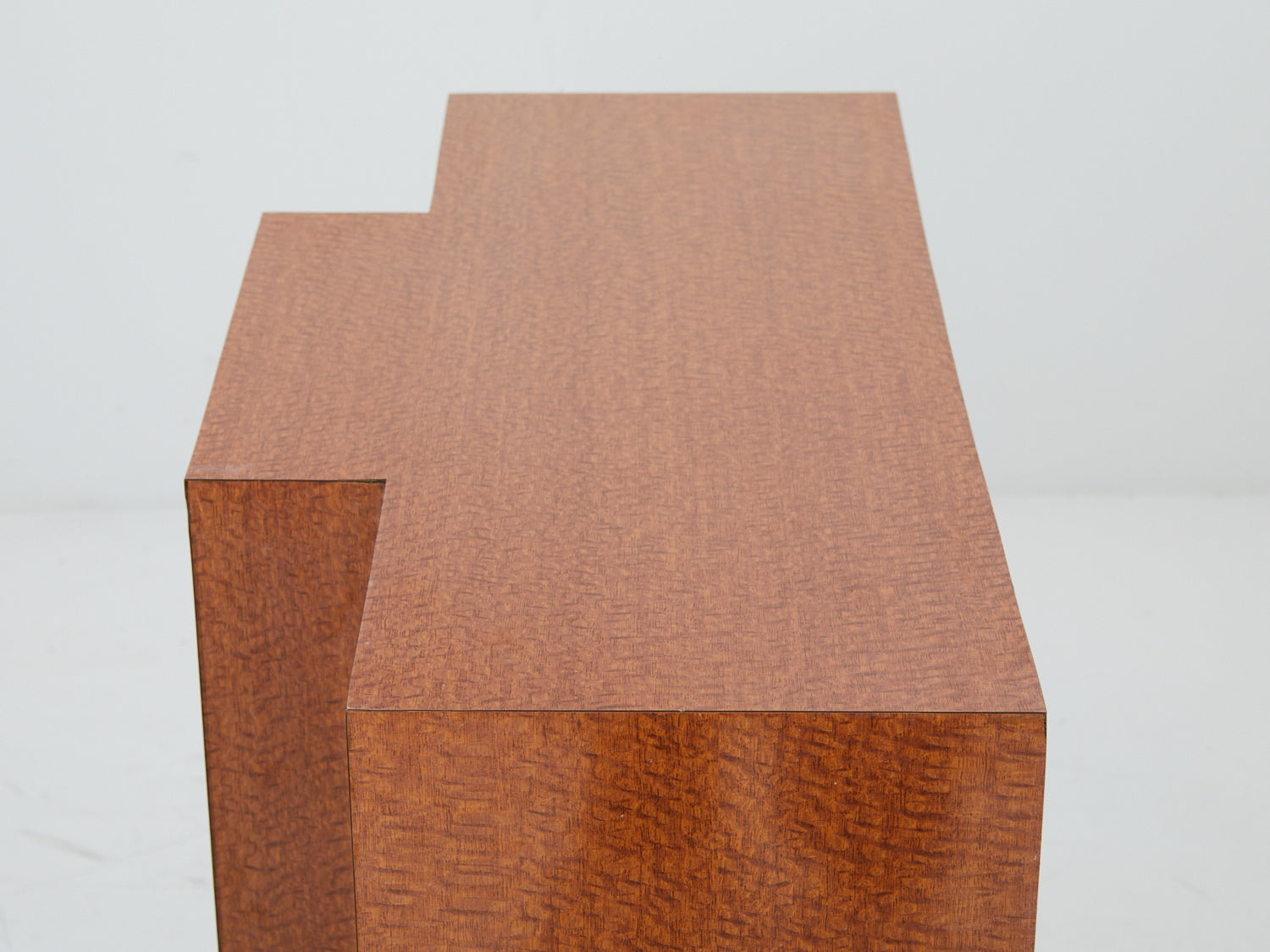 Faux wood geometric pedestal from the 1980s