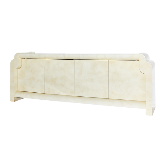 Faux Goatskin Lacquered Credenza, 1970s