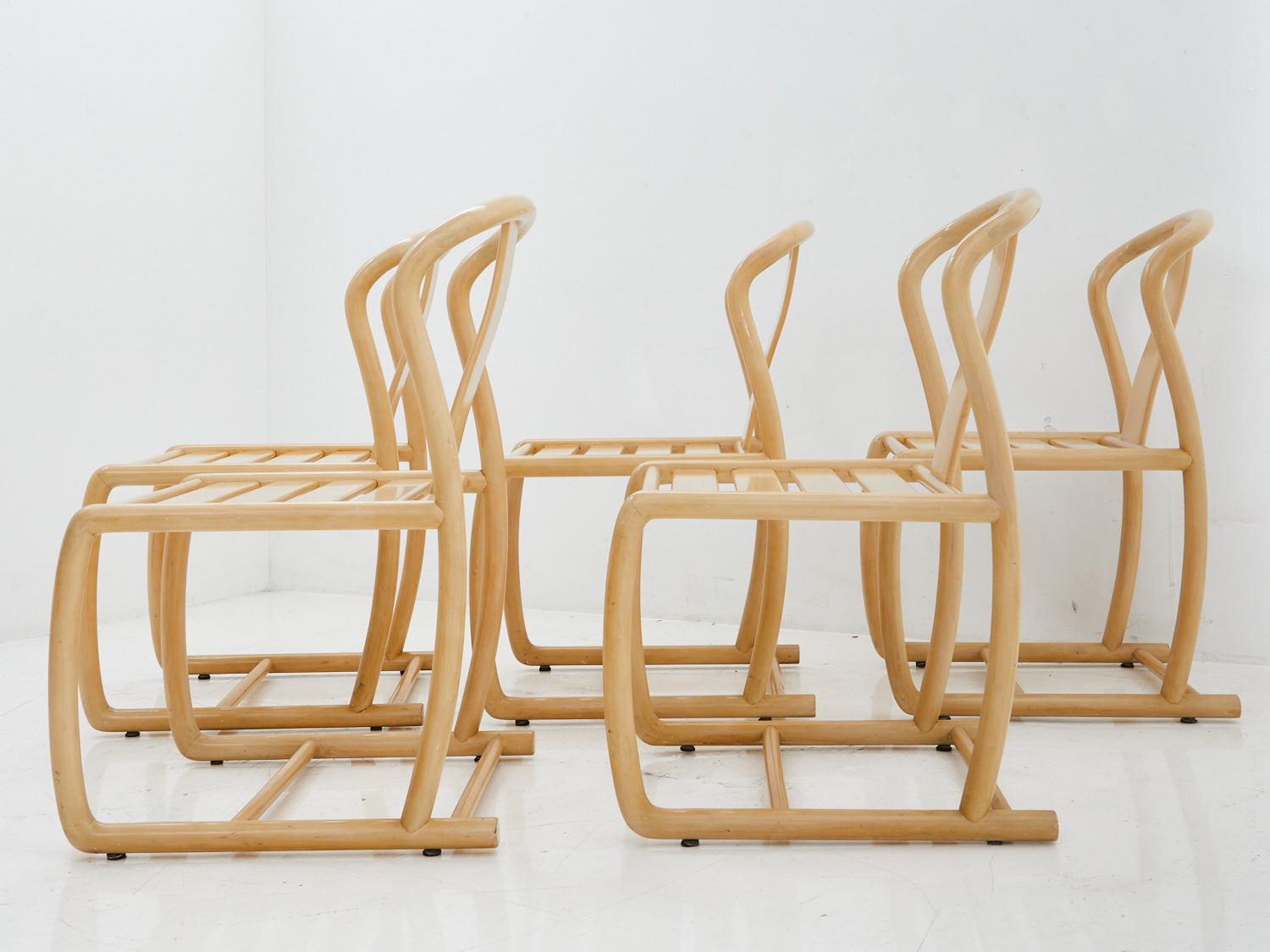 5 Italian Bentwood chairs by Tecnosedia from the side