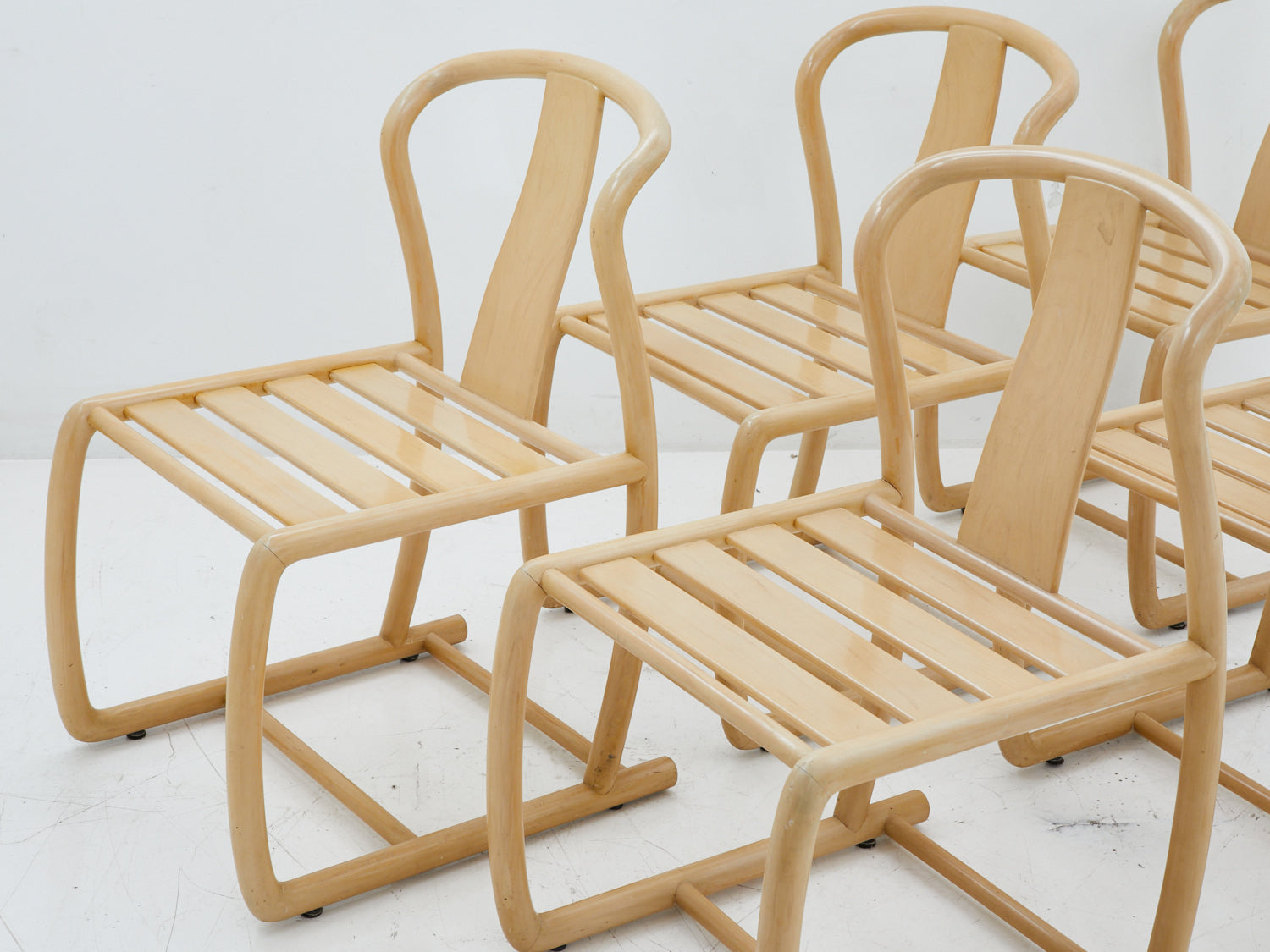 5 italian bentwood chairs by Tecnosedia on an angle