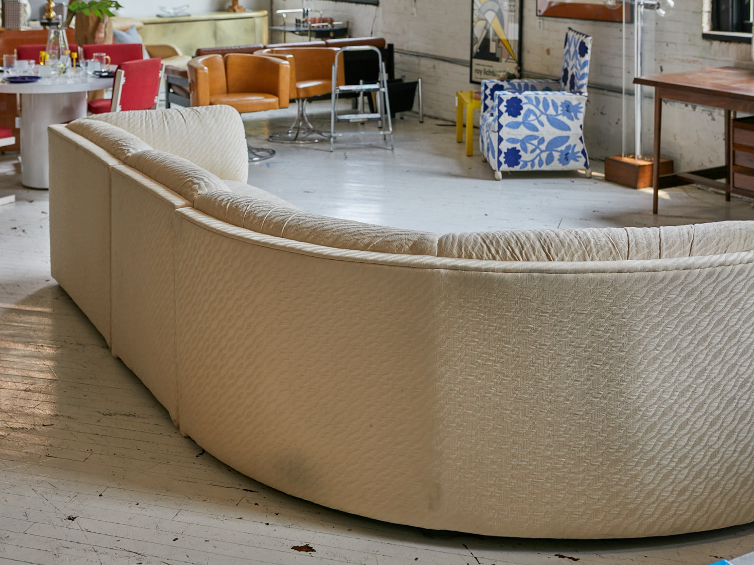 Back of a curved modular sectional circa 1980s