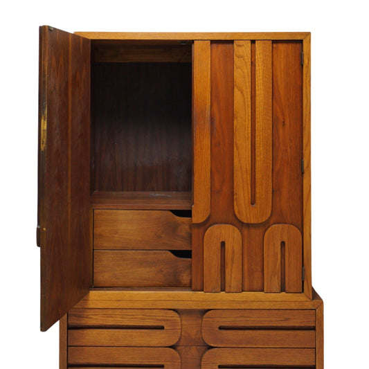 Carved Wood Armoire by Lane, 1970s