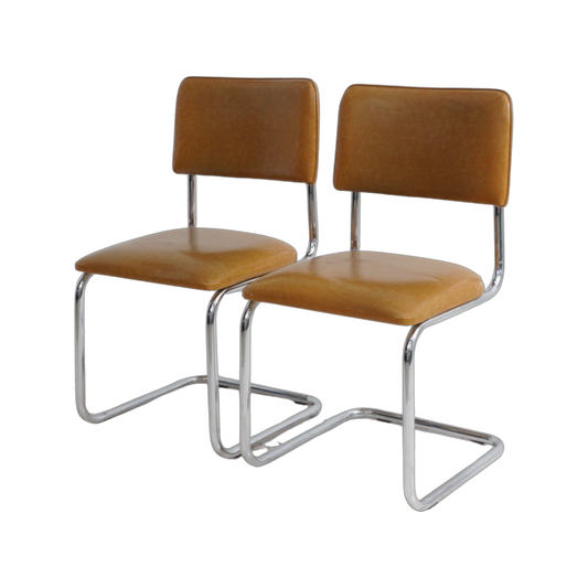 Pair of Chrome & Vinyl Cantilever Chairs, 1970s