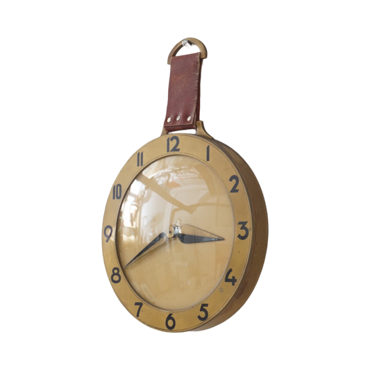 Midcentury Leather Wall Clock