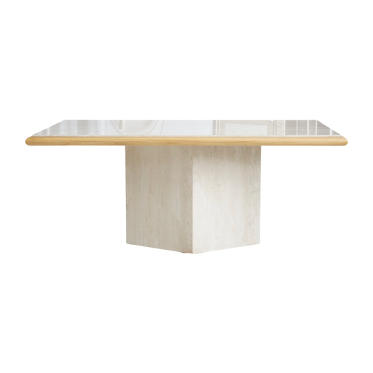 Travertine Table with Wood Accent