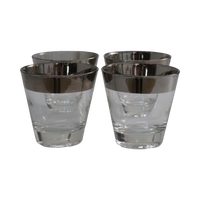 Set of 4 Silver Rimmed Rocks Glasses