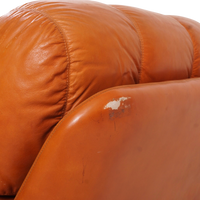 Italian Leather Channel Back Sofa, 1970s