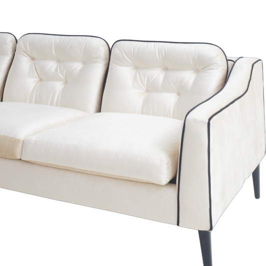 Ivory Velvet Sofa, 1960s