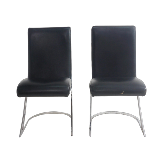 Pair of Chrome & Leather Chairs by Pierre Cardin, 1970s