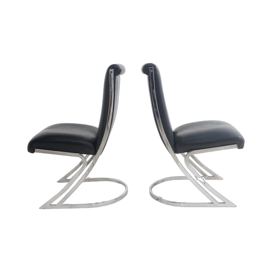 Pair of Chrome & Leather Chairs by Pierre Cardin, 1970s