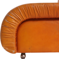 Italian Leather Channel Back Sofa, 1970s