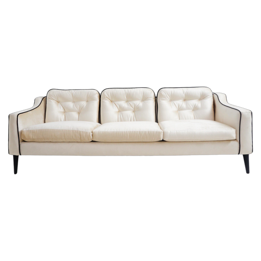 Ivory Velvet Sofa, 1960s
