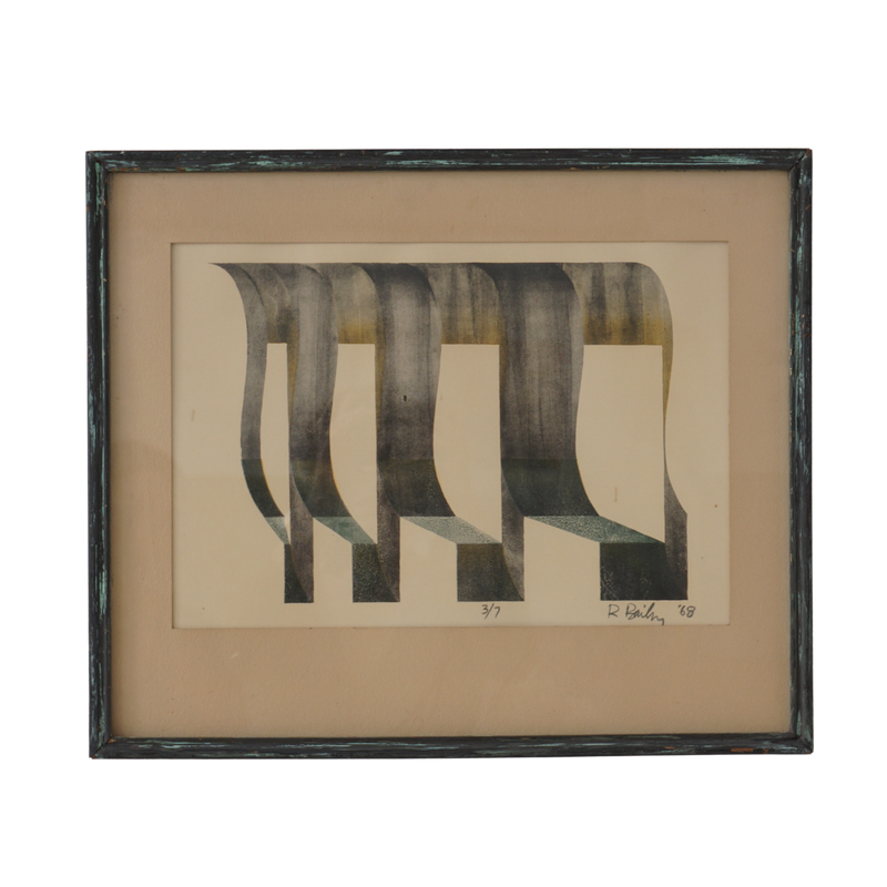 Abstract Watercolor by R. Bailey, 1968