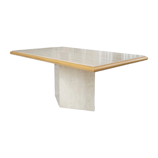 Travertine Table with Wood Accent