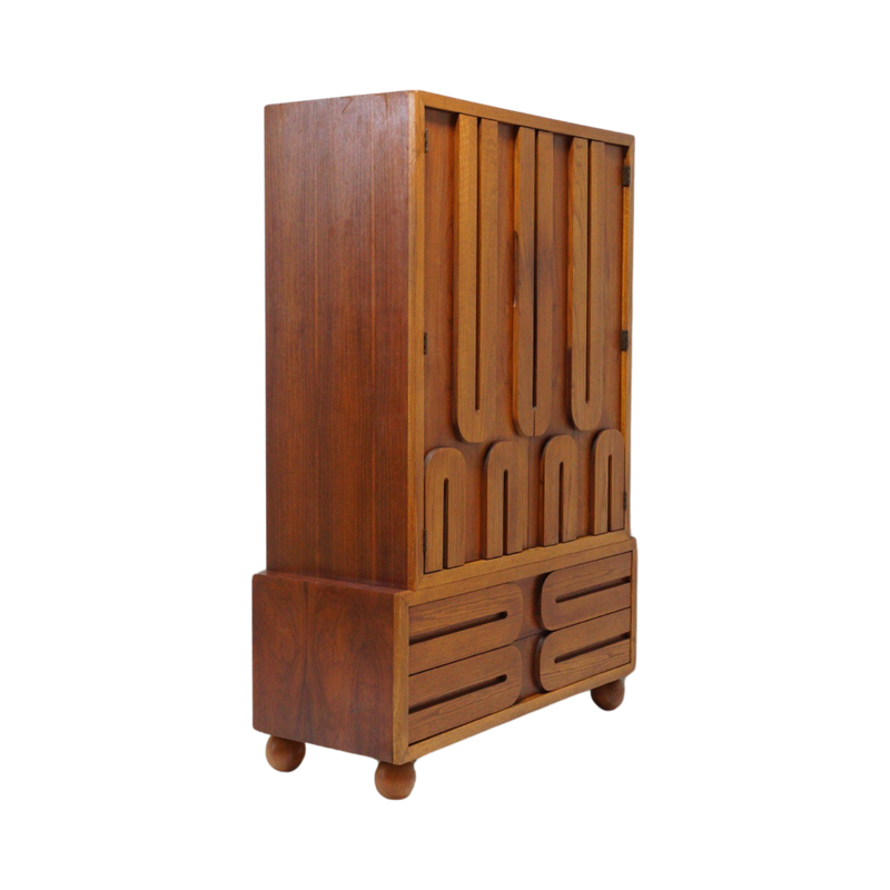 Carved Wood Armoire by Lane, 1970s
