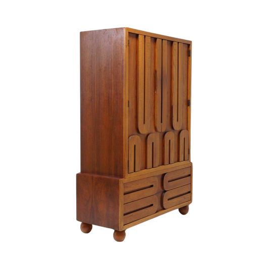 Carved Wood Armoire by Lane, 1970s