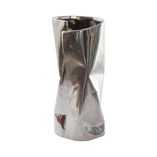 Silver Crinkled Vase
