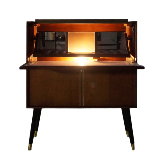 Midcentury Wood Illuminated Bar